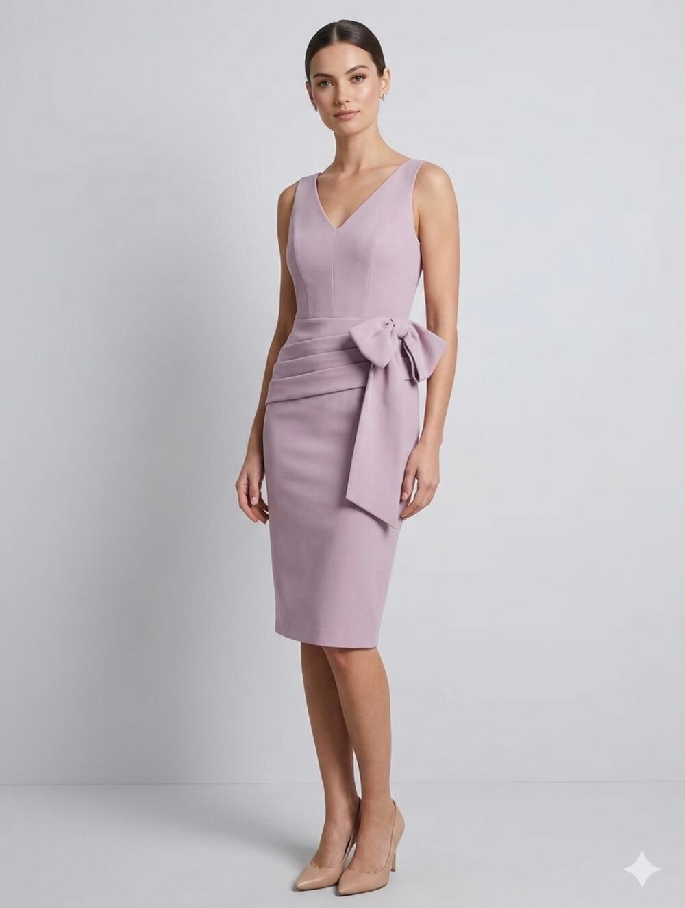 KAY UNGER Nwt Dress Mauve Pink Lilac Bow Cocktail wedding mother of the bride